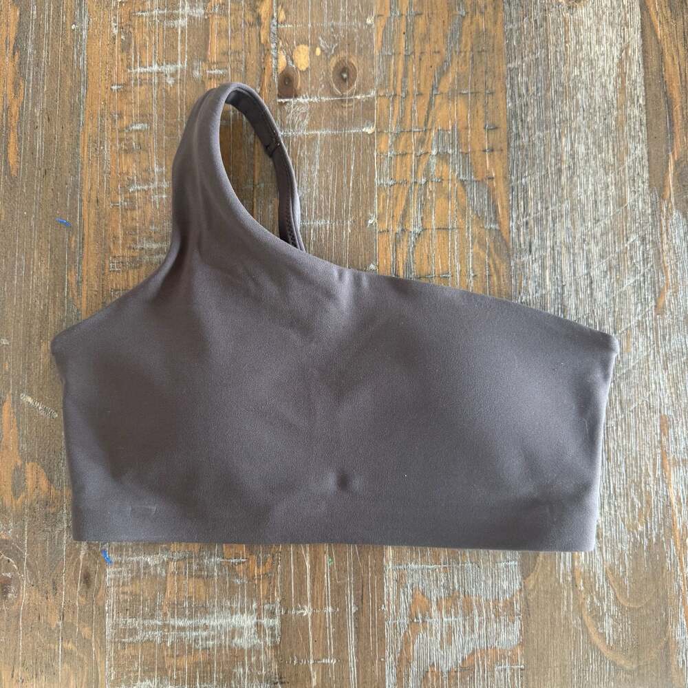 Nike Zenvy Dri-FIT One-Shoulder Sports Bra small brown